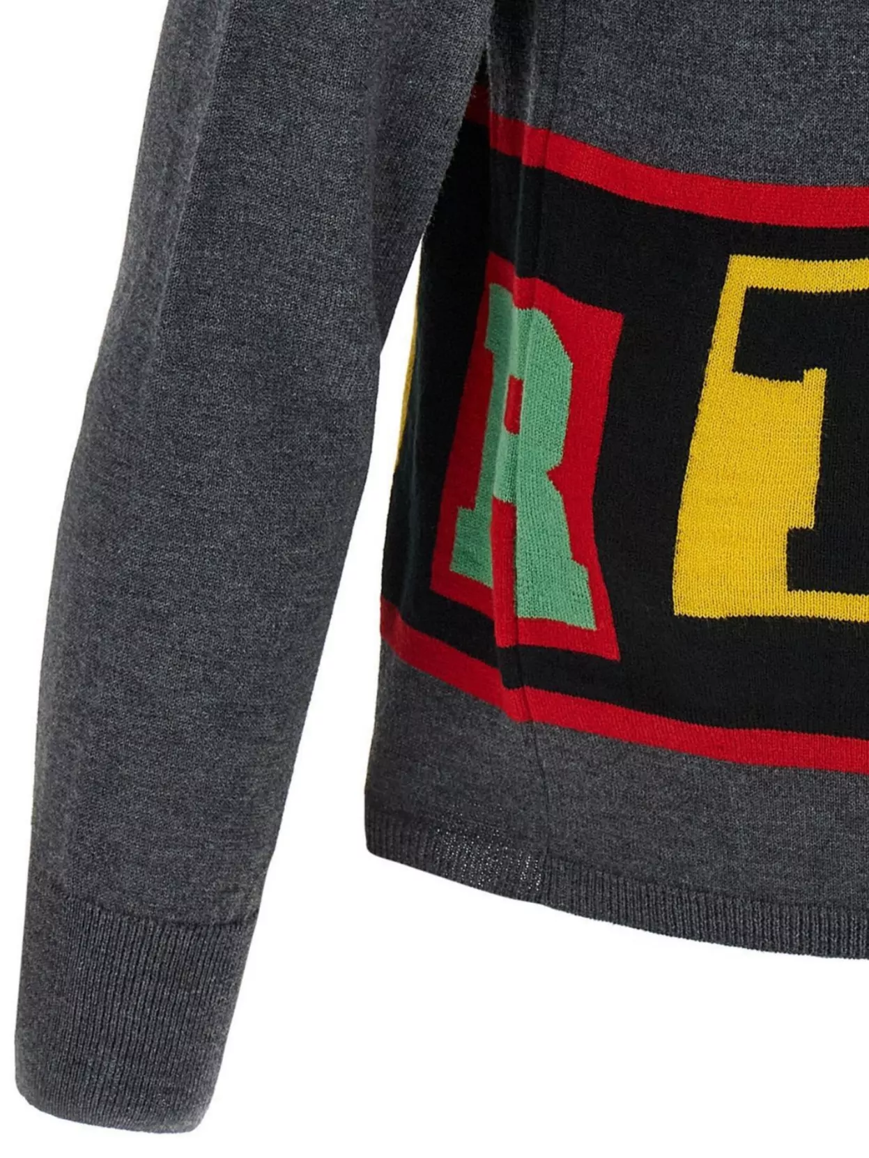 Comme Des Garçons Graphic Design Crew Neck Long Sleeve Sweater In Gray