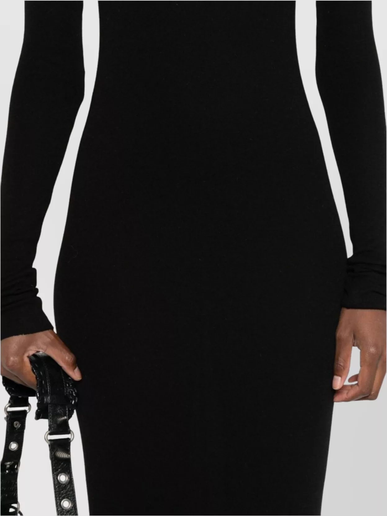 Rick Owens Midi Dress With Long Sleeves And Crew Neck