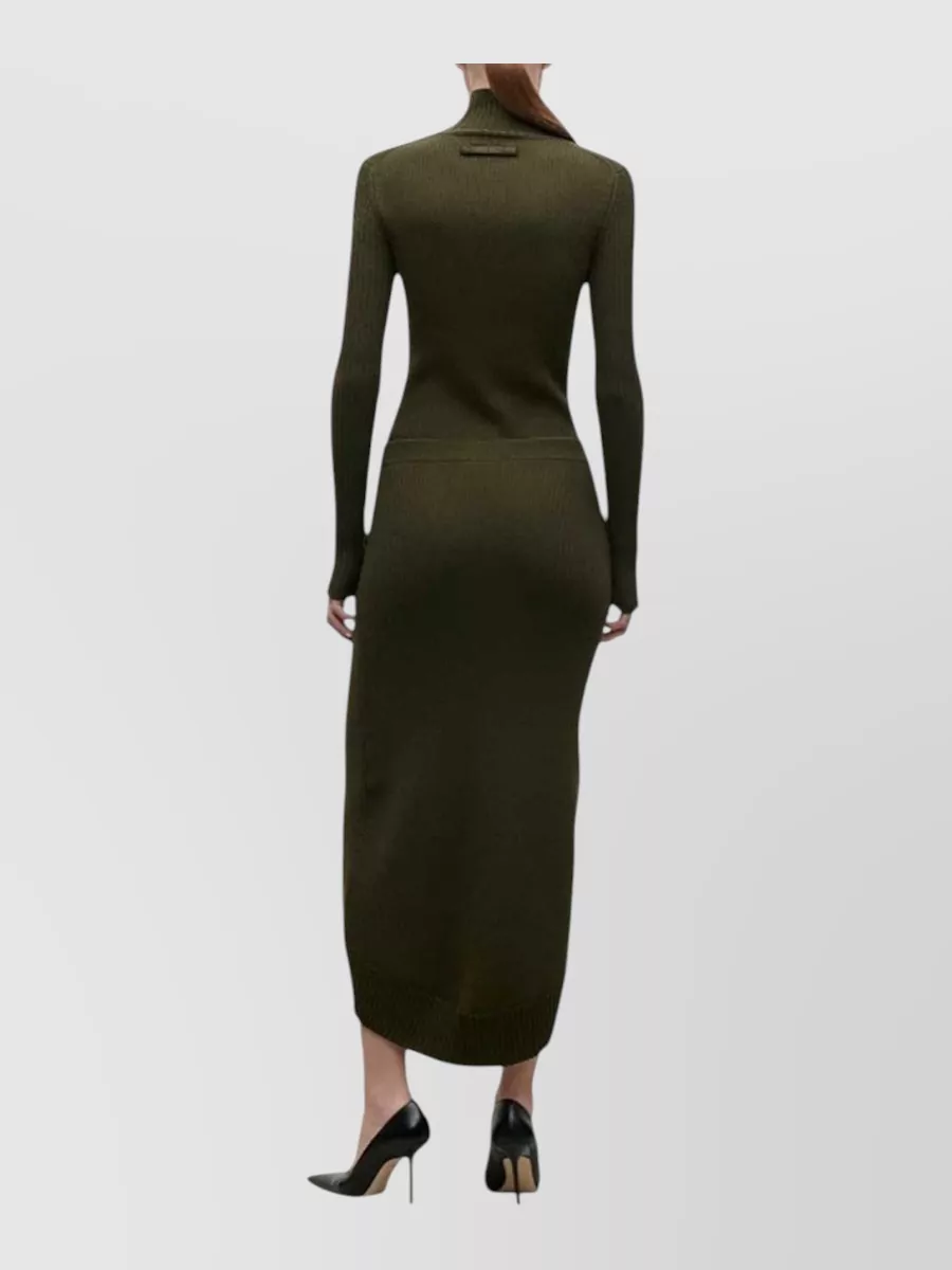 Victoria Beckham Fine-Knit Ribbed High-Rise Wool Midi Skirt