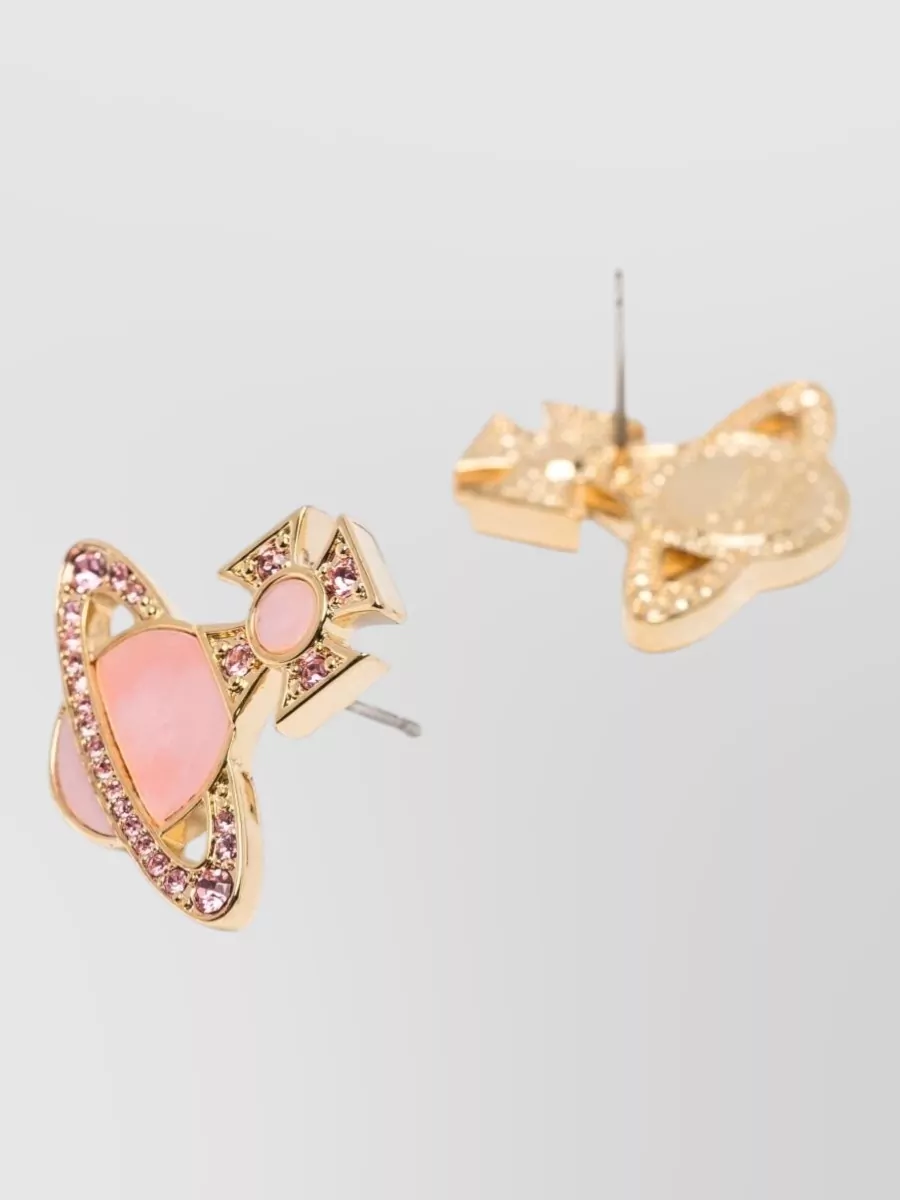 Vivienne Westwood Gold Tone Gemstone Stud Earrings Design