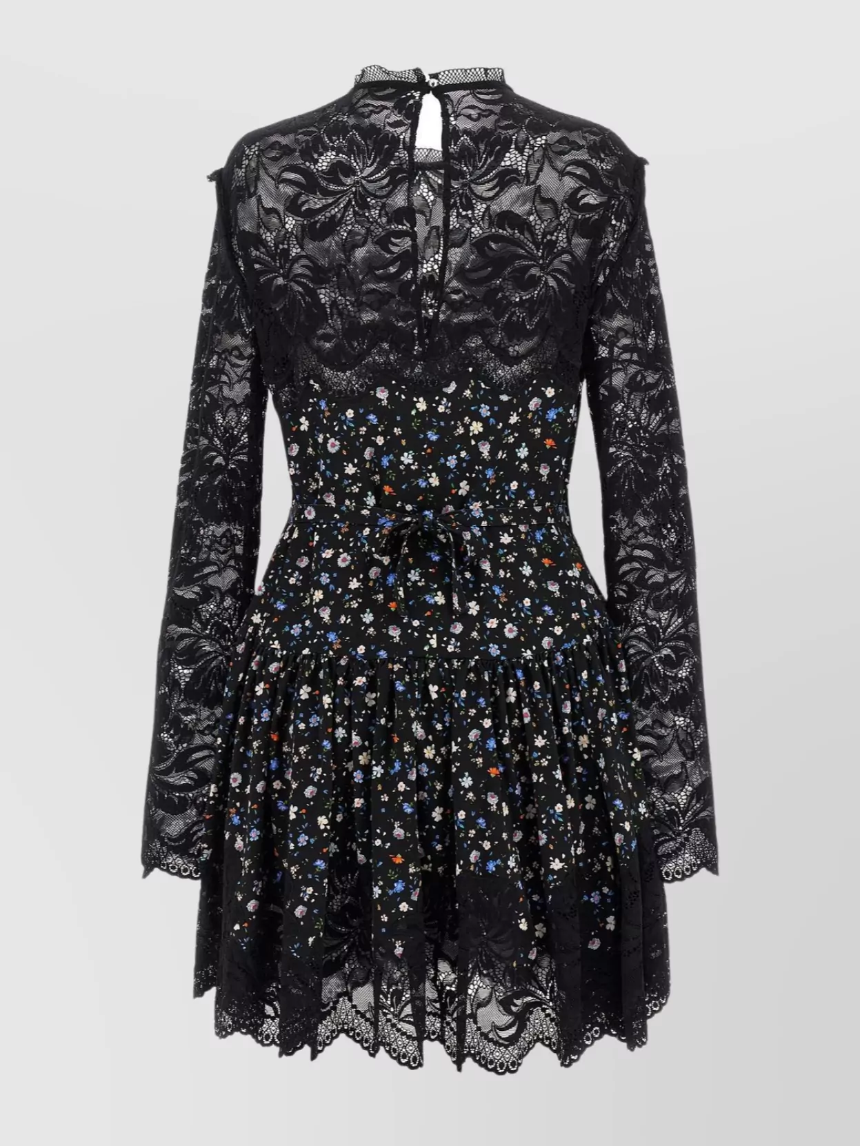 Rabanne Lace Floral Dress Keyhole Back In Black