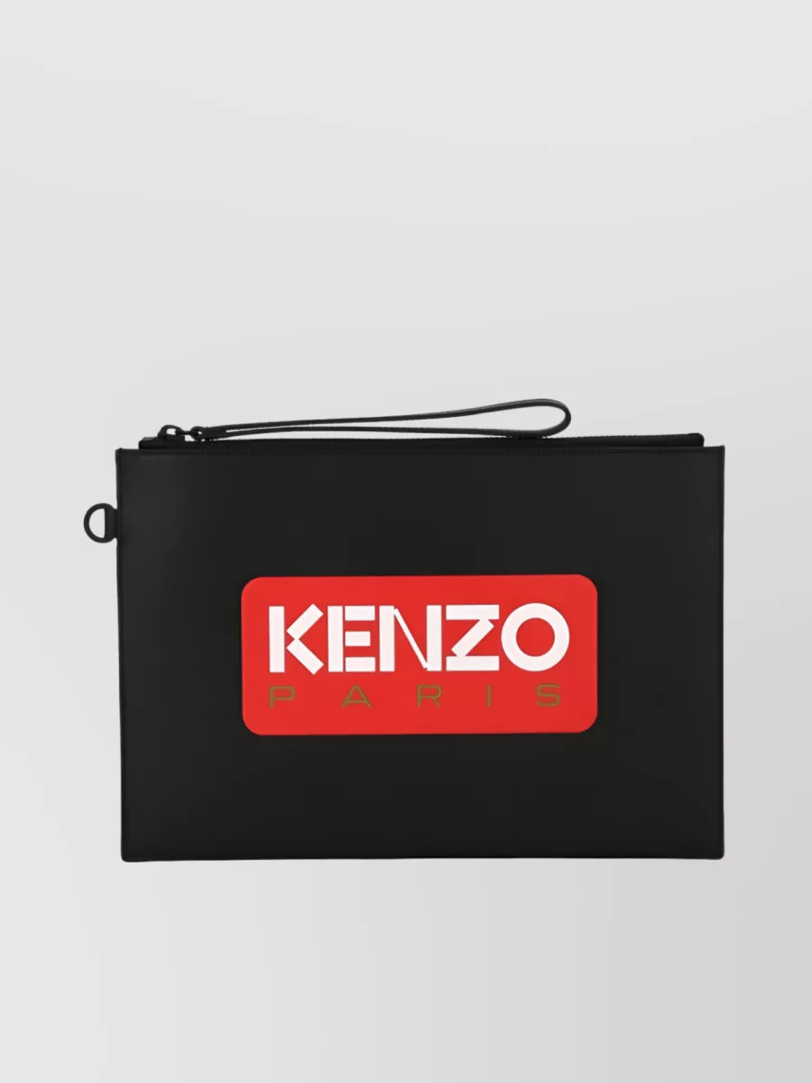 Shop Kenzo Printed Logo Envelope Clutch In Black