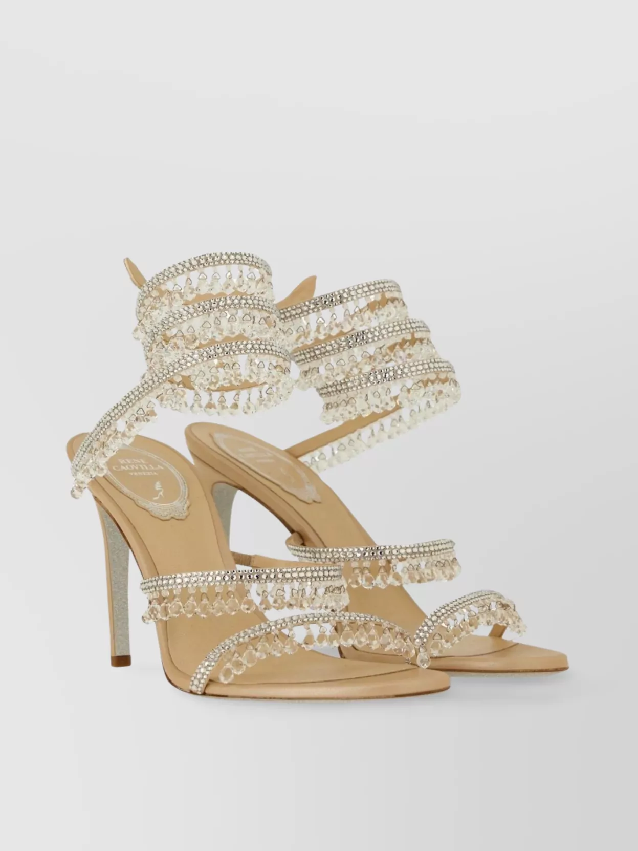 Rene Caovilla Crystal Strap Sandal Open Toe