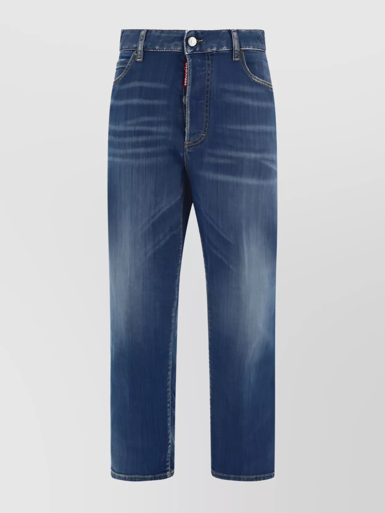 Shop Dsquared2 Cropped Cotton Jeans Contrast Stitching