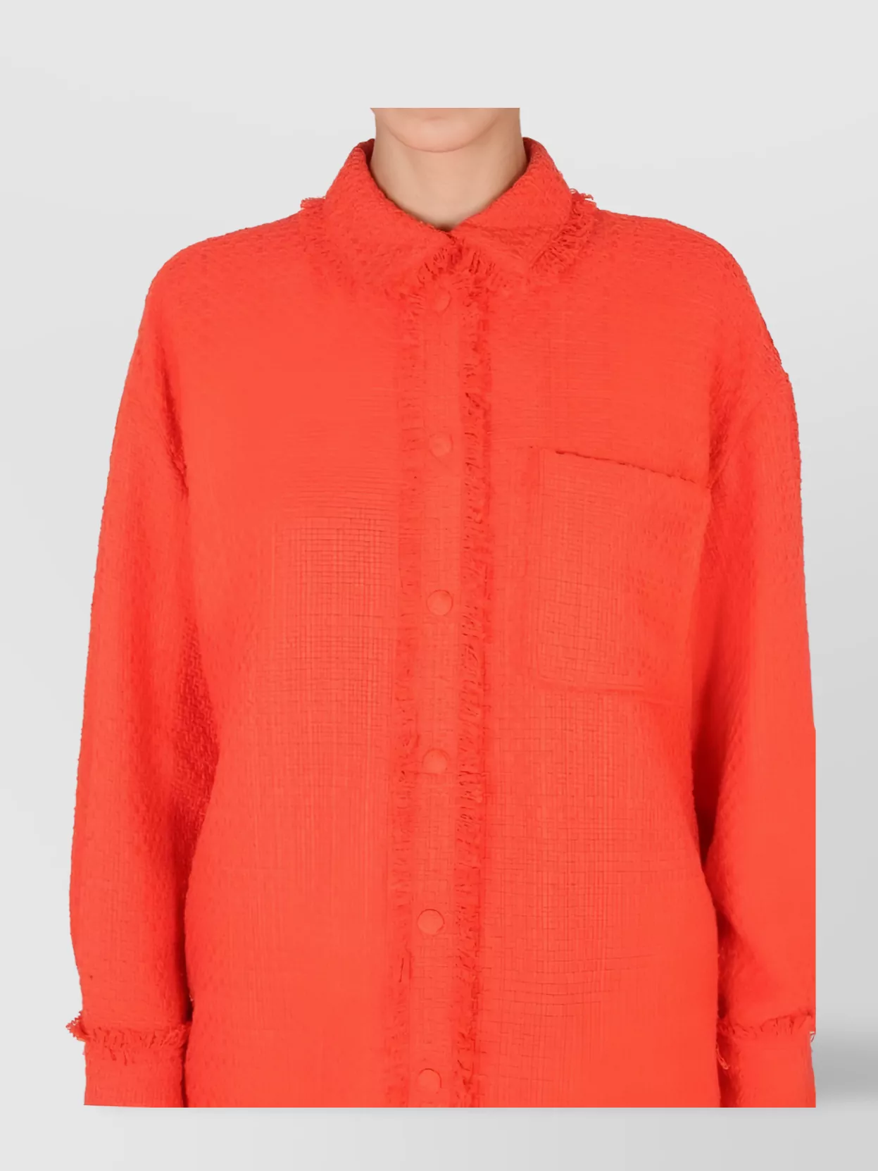 Msgm Fringed Collared Shirt In Textured Fabric