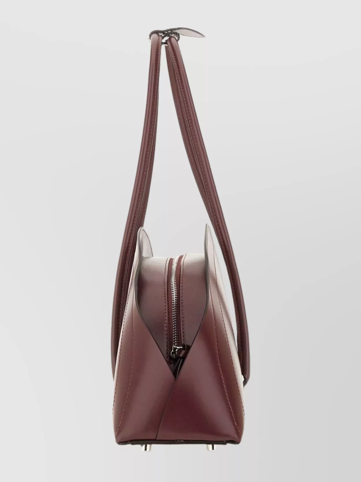 Federico Cina Structured Shoulder Bag Long Handles In Burgundy