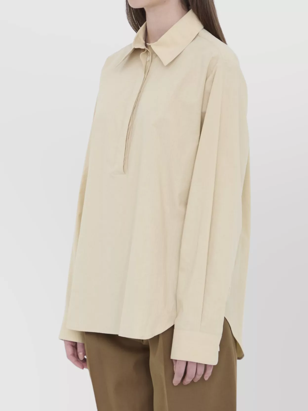 The Row Cotton Poplin Oversized Shirt With Long Sleeves In Neutral