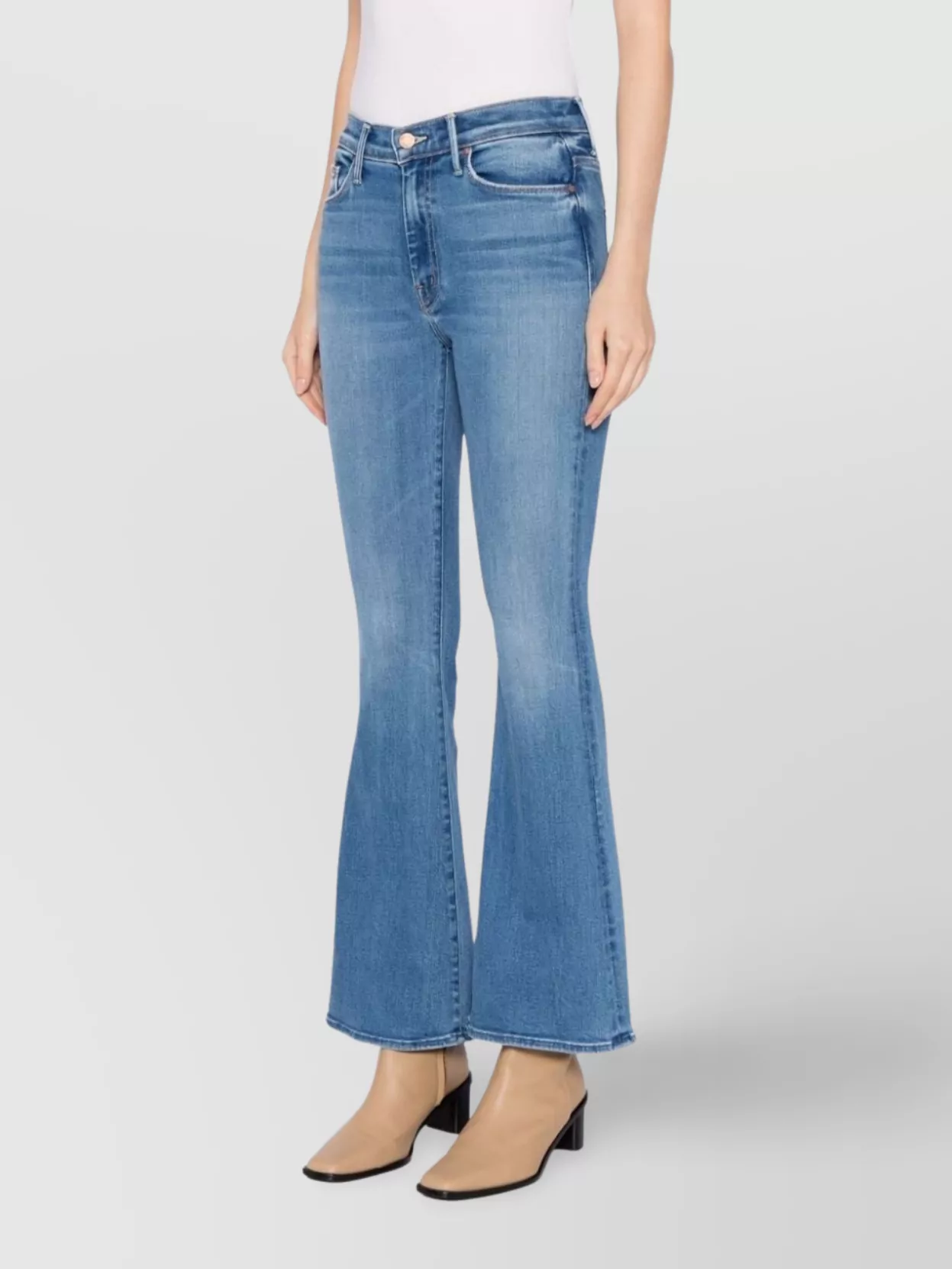 Mother Faded Wash Bootcut Denim Trousers