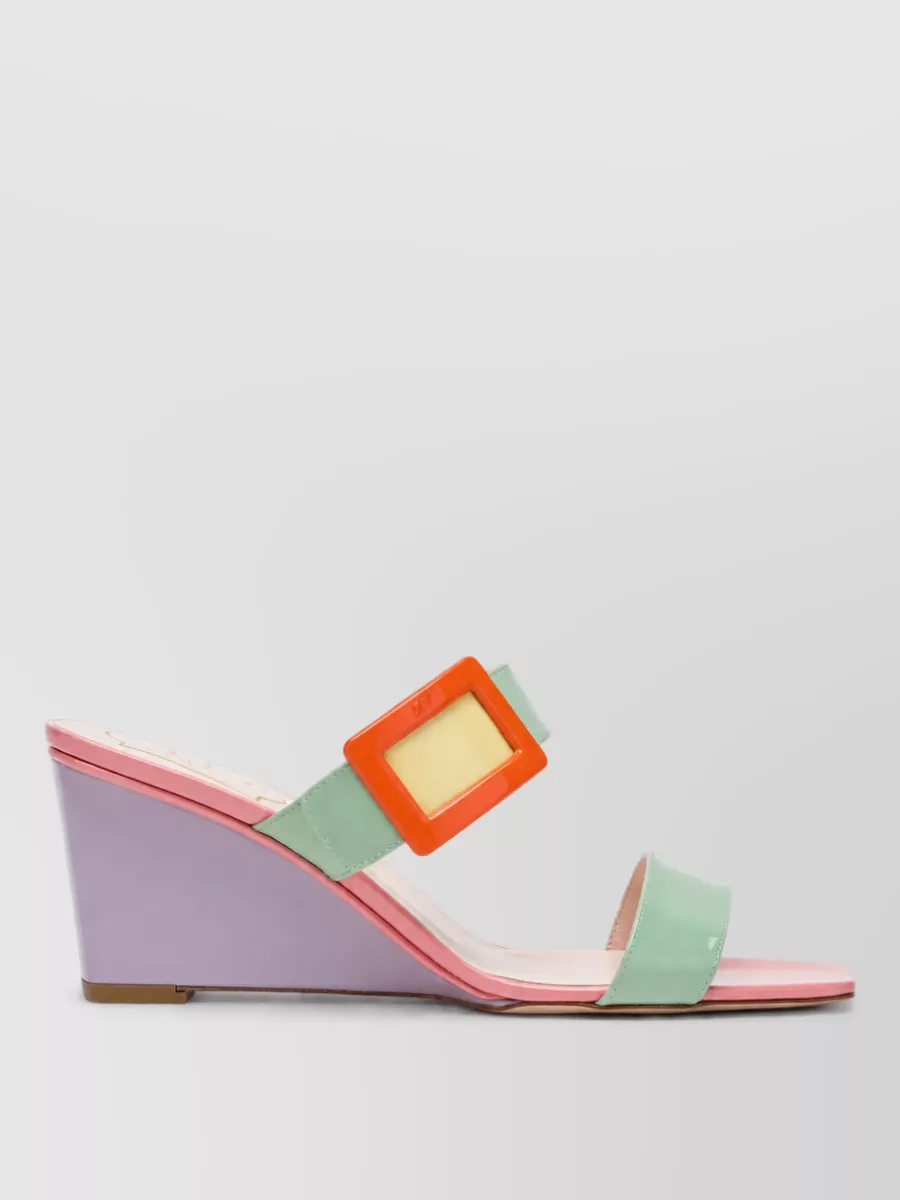 Roger Vivier Patent Leather Wedge Mules