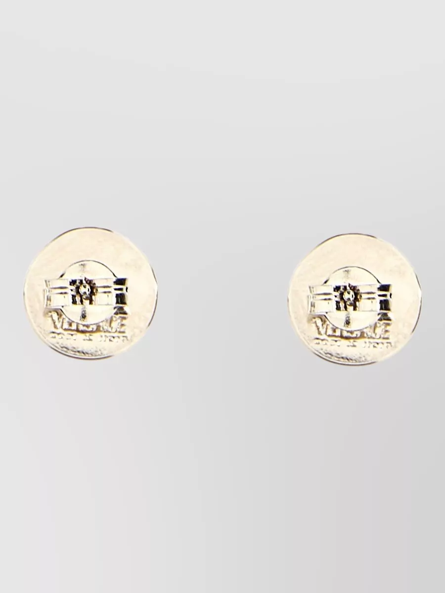Versace Round Engraved Design Signature Earrings