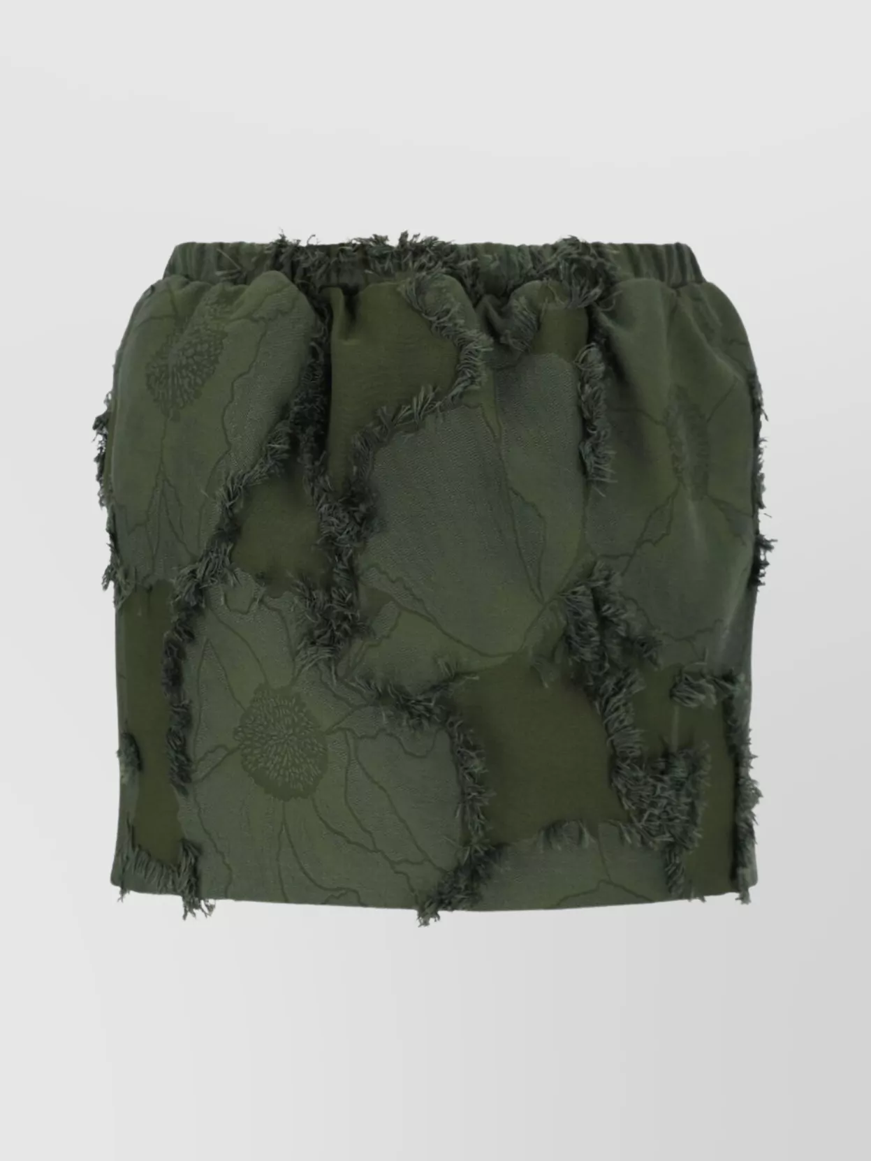 Gucci Mini Forest Green Skirt In Floral Jacquard In Green