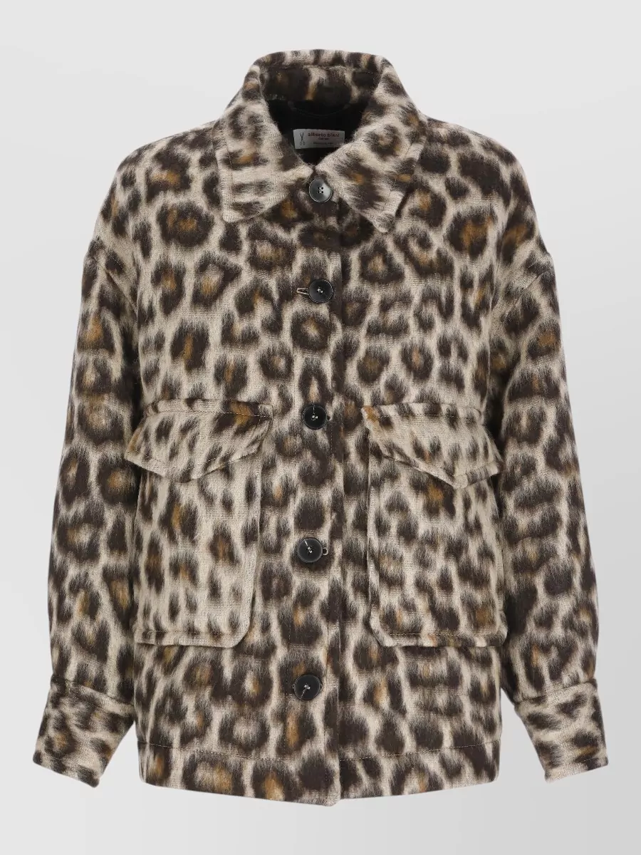 Alberto Biani wool animal-print oversized coat