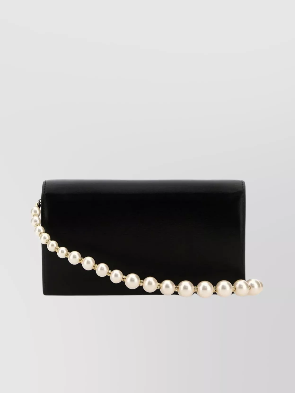 Jimmy Choo Avenue Smooth Leather Wallet With Detachable Chain In Black
