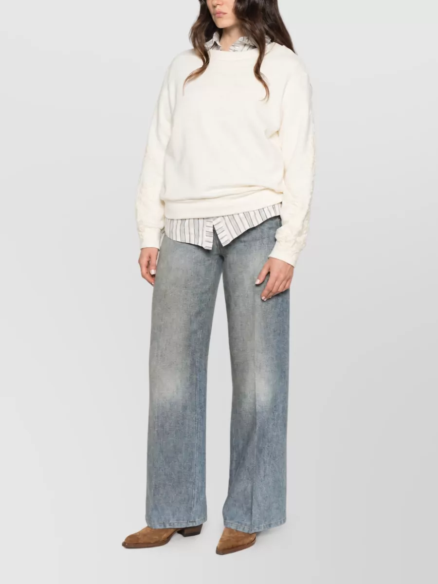 Ermanno Scervino Lace-Embroidered Long-Sleeve Sweatshirt