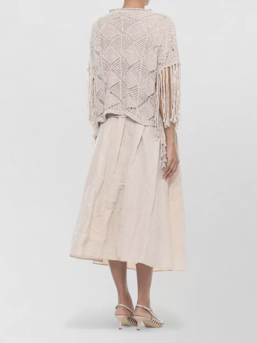 Antonelli Firenze Sequined Cutout Fringe Short-Sleeve Top