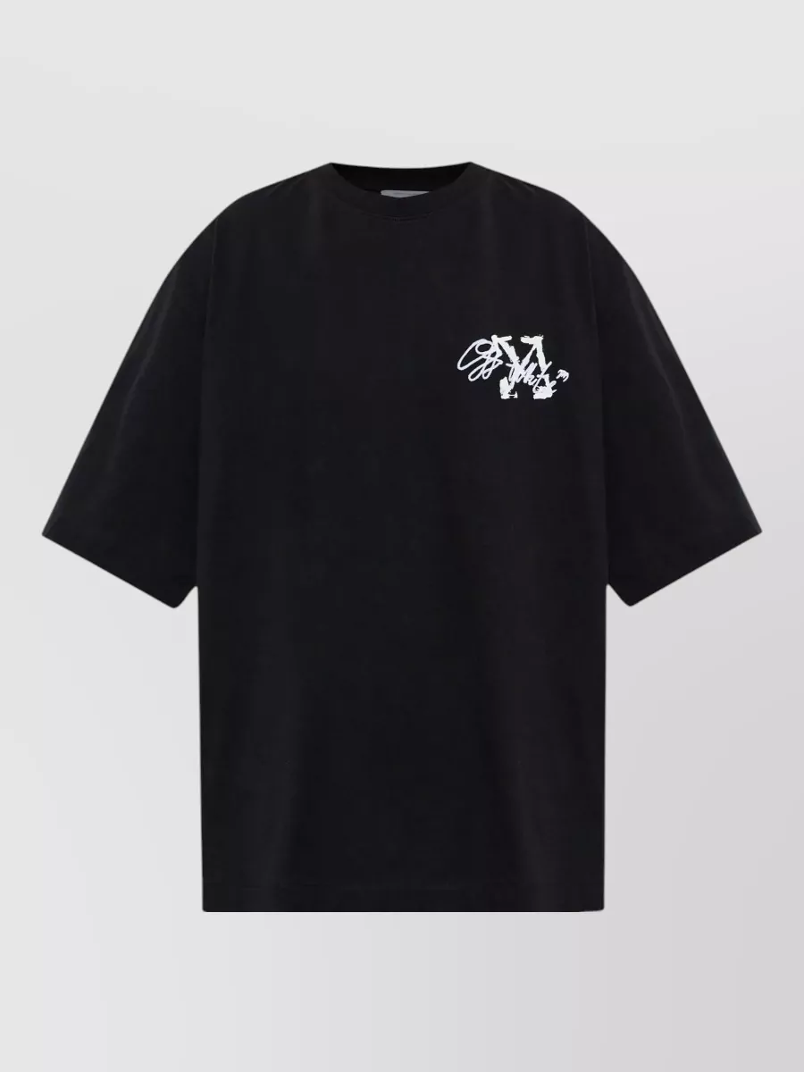 Off-White cotton oversized logo-embroidered t-shirt