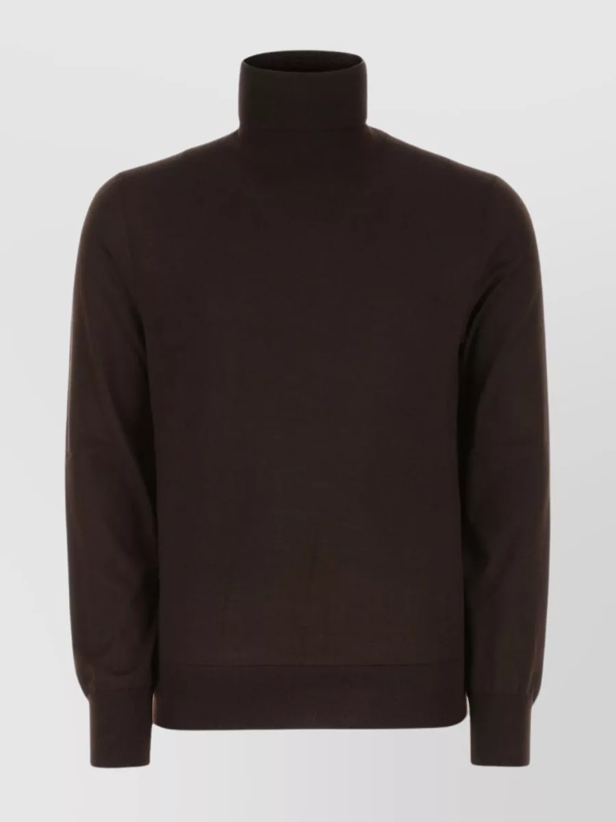Shop Dolce & Gabbana Ribbed Lightweight Turtleneck Sweater In Brown