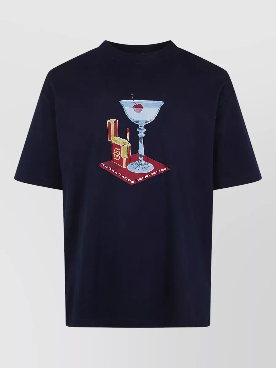 Drôle De Monsieur Cocktail Graphic Relaxed Fit Crew Neck T-Shirt