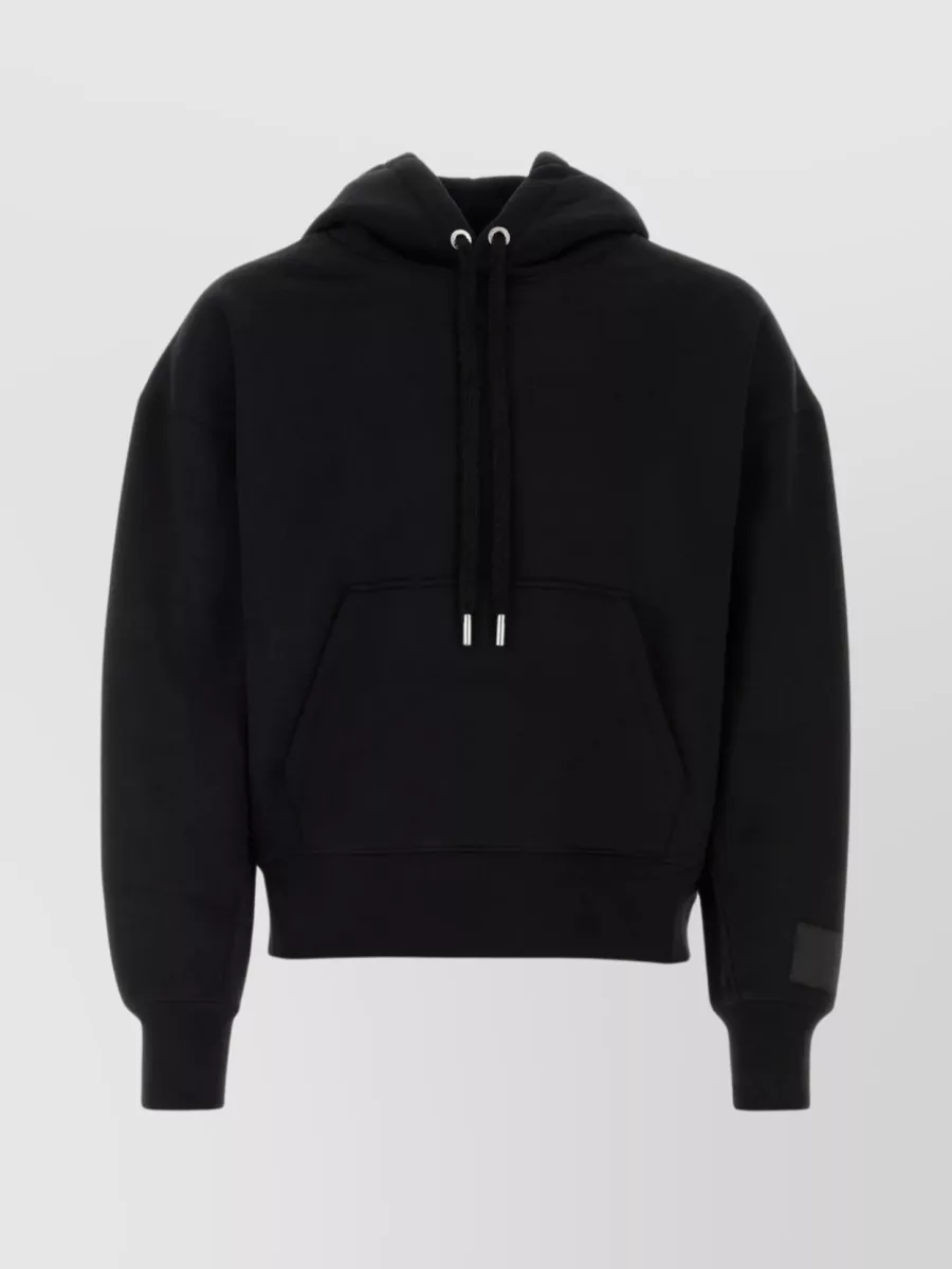 Shop Ami Alexandre Mattiussi Ami De Coeur Cotton Blend Hooded Sweatshirt In Black