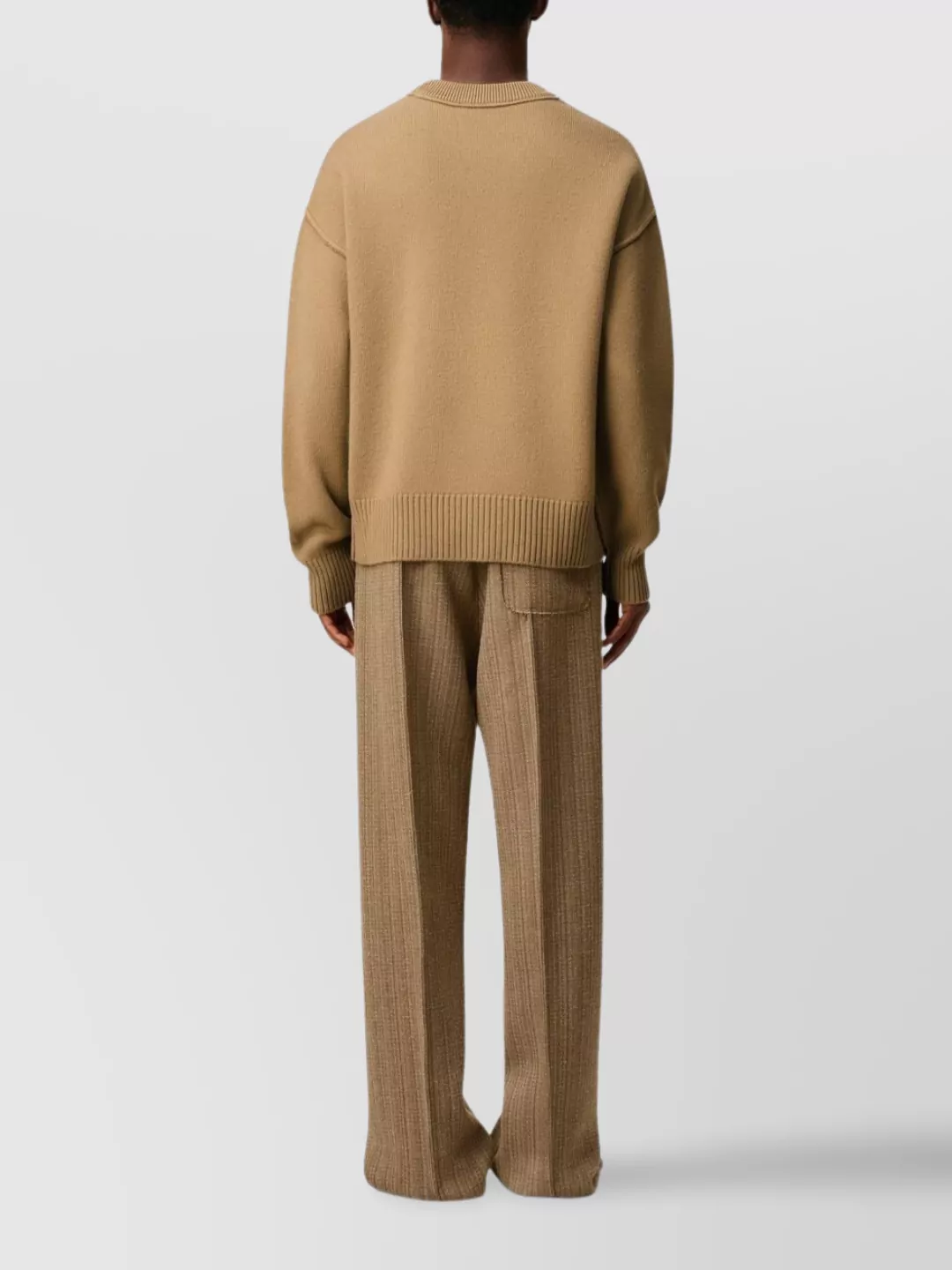 Ami Alexandre Mattiussi Ami Bronze Knit Sweater With Inside-out Seams And Heart Logo In Brown