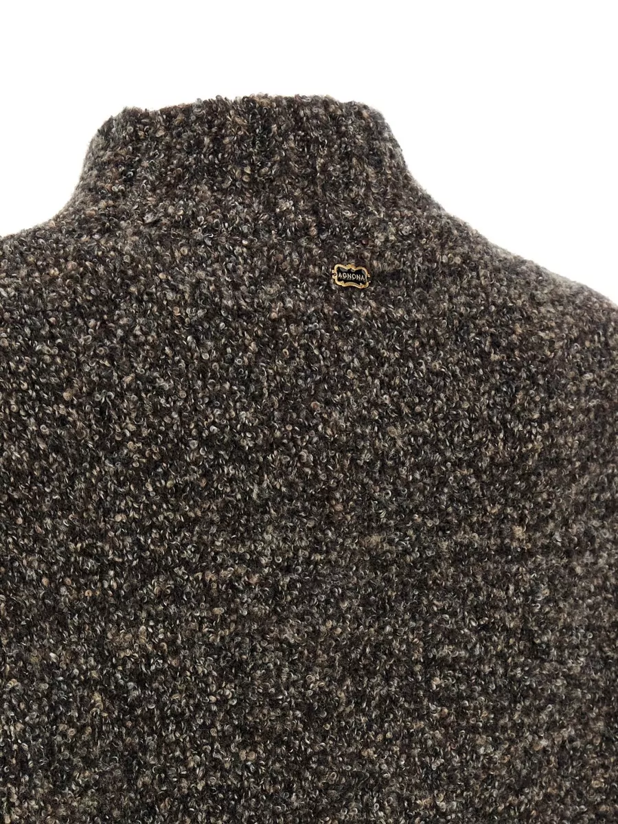 Agnona Cashmere Silk Wool Bouclé High Neck Jumper