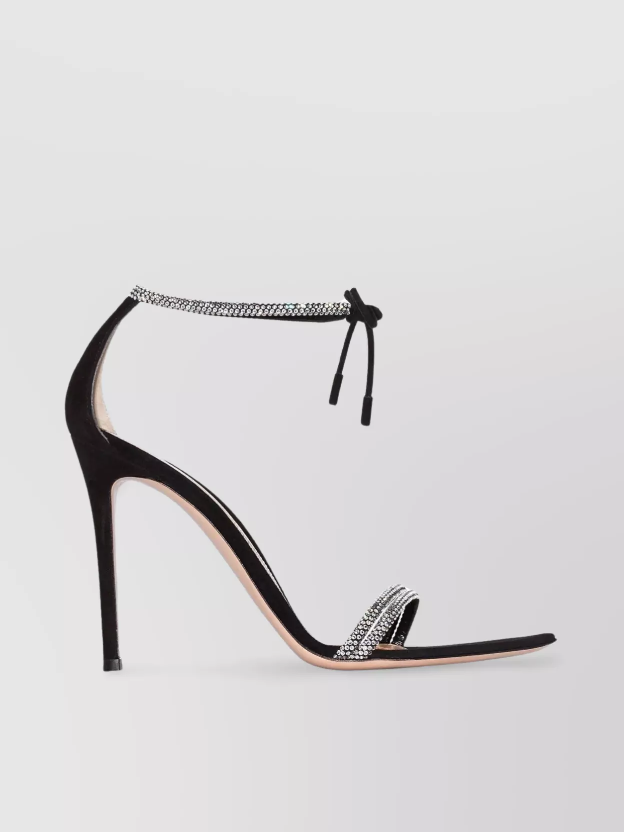 Shop Gianvito Rossi Crystal Bow Ankle Strap Sandals In Black