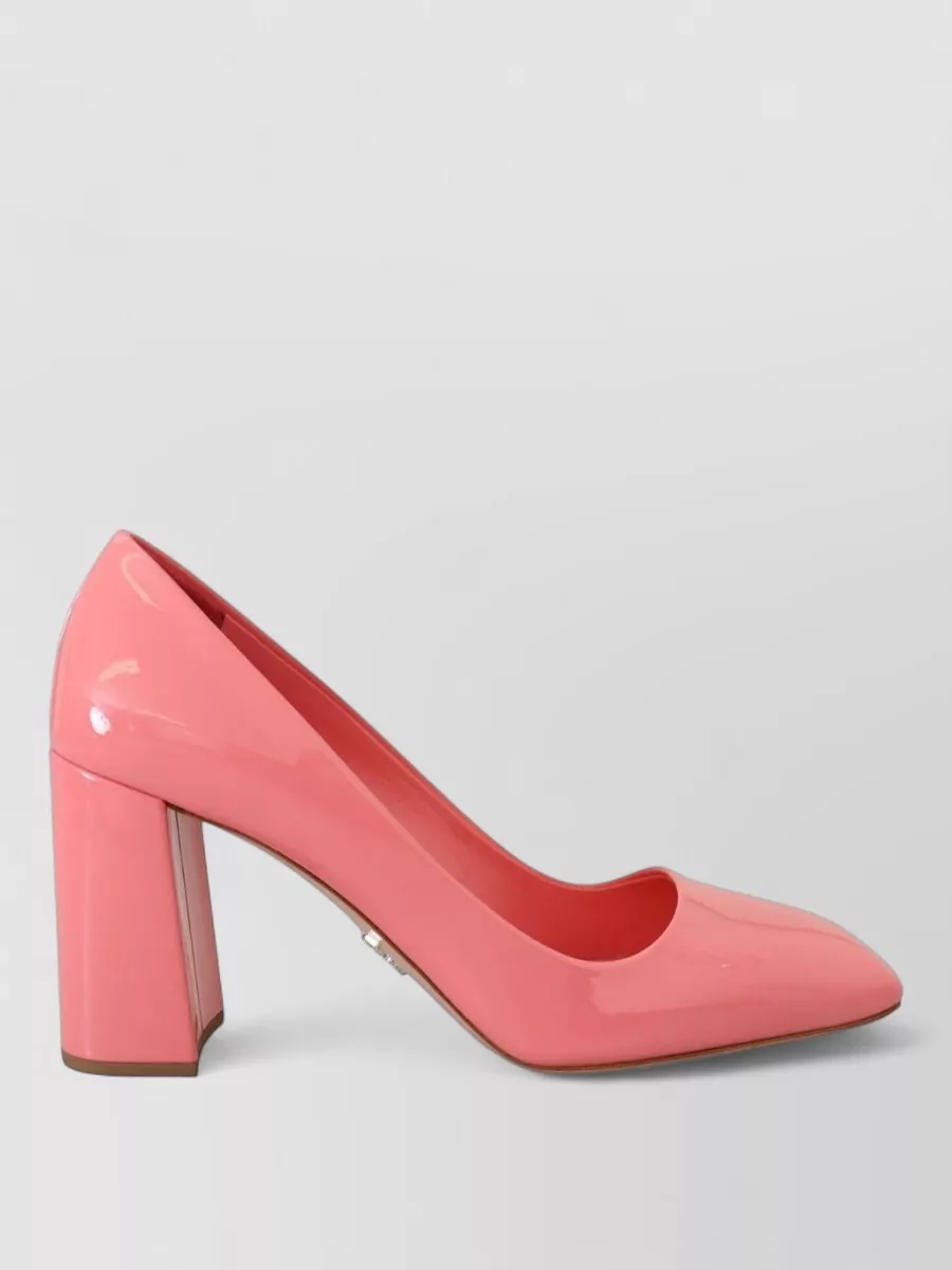 Prada patent leather block heel pumps