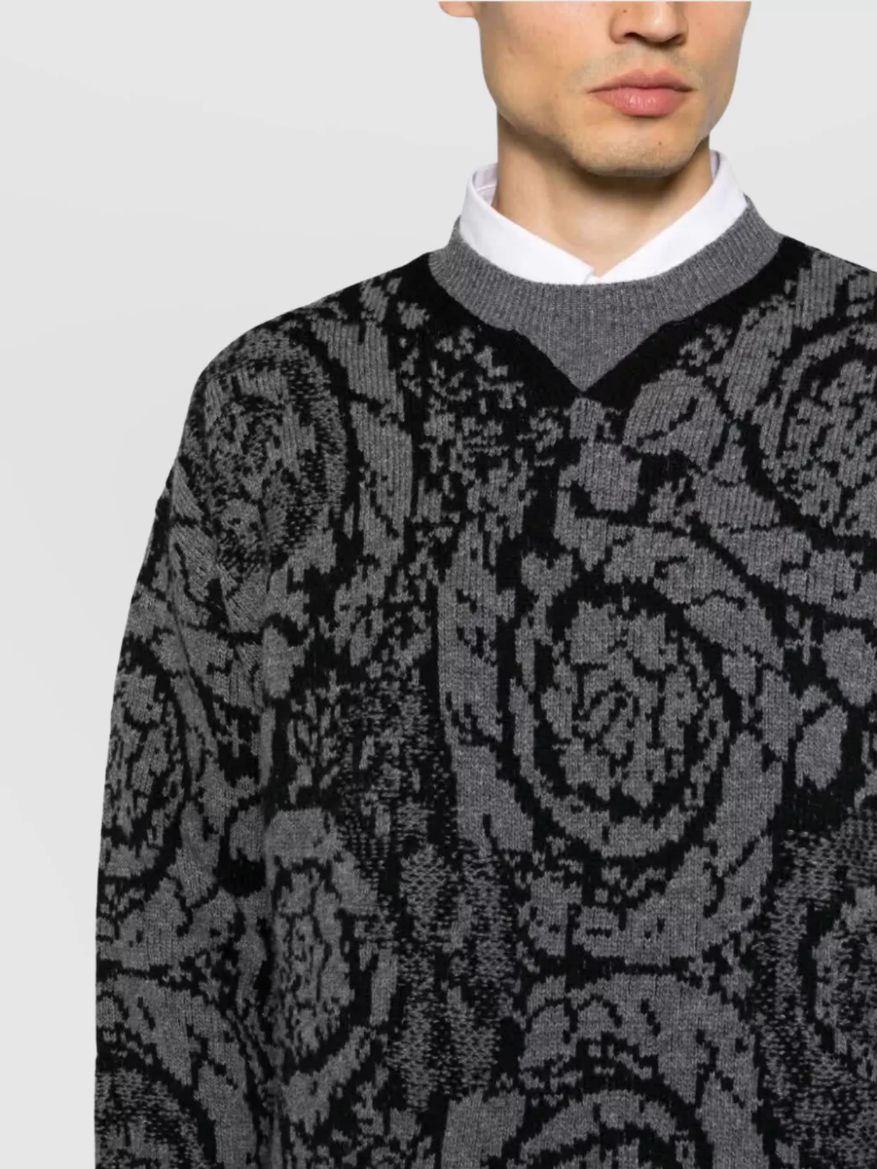 Versace Jacquard Pattern Crew Neck Sweater