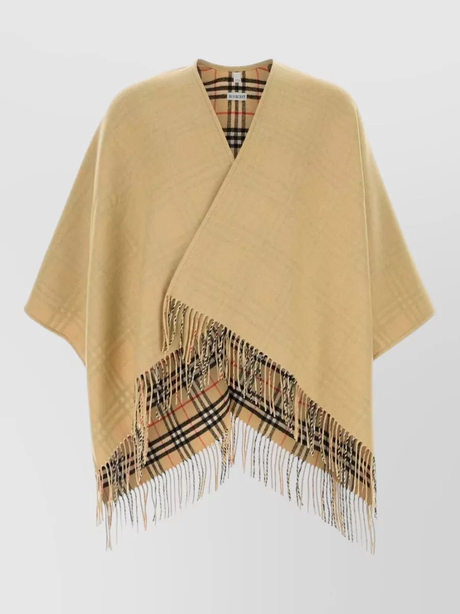 Burberry wool reversible check cape
