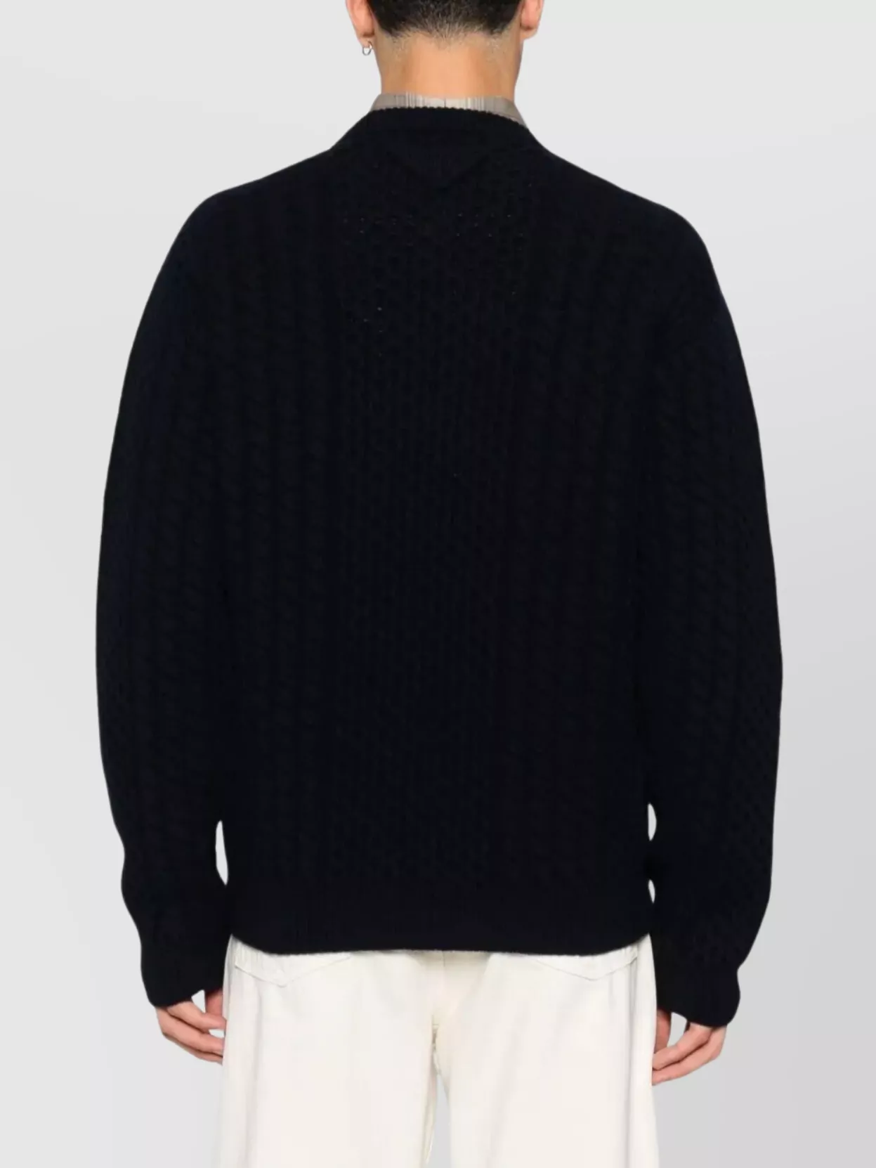 Prada Wool Cable-Knit Crew Neck Sweater