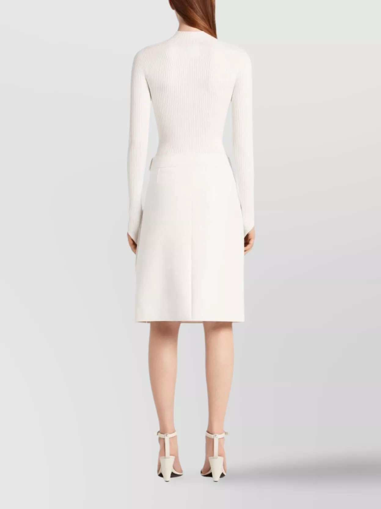 Courrèges Long Sleeve High Neck Ribbed Top In White