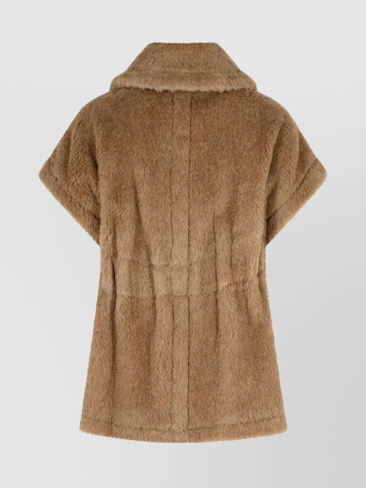 Max Mara Teddy Cape With Belted Waist And Pockets In Neutral