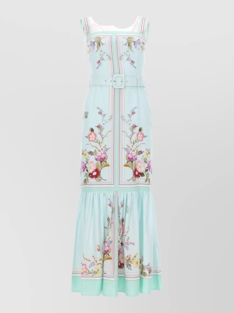 Self-Portrait Floral-Print Fitted Midi Dress