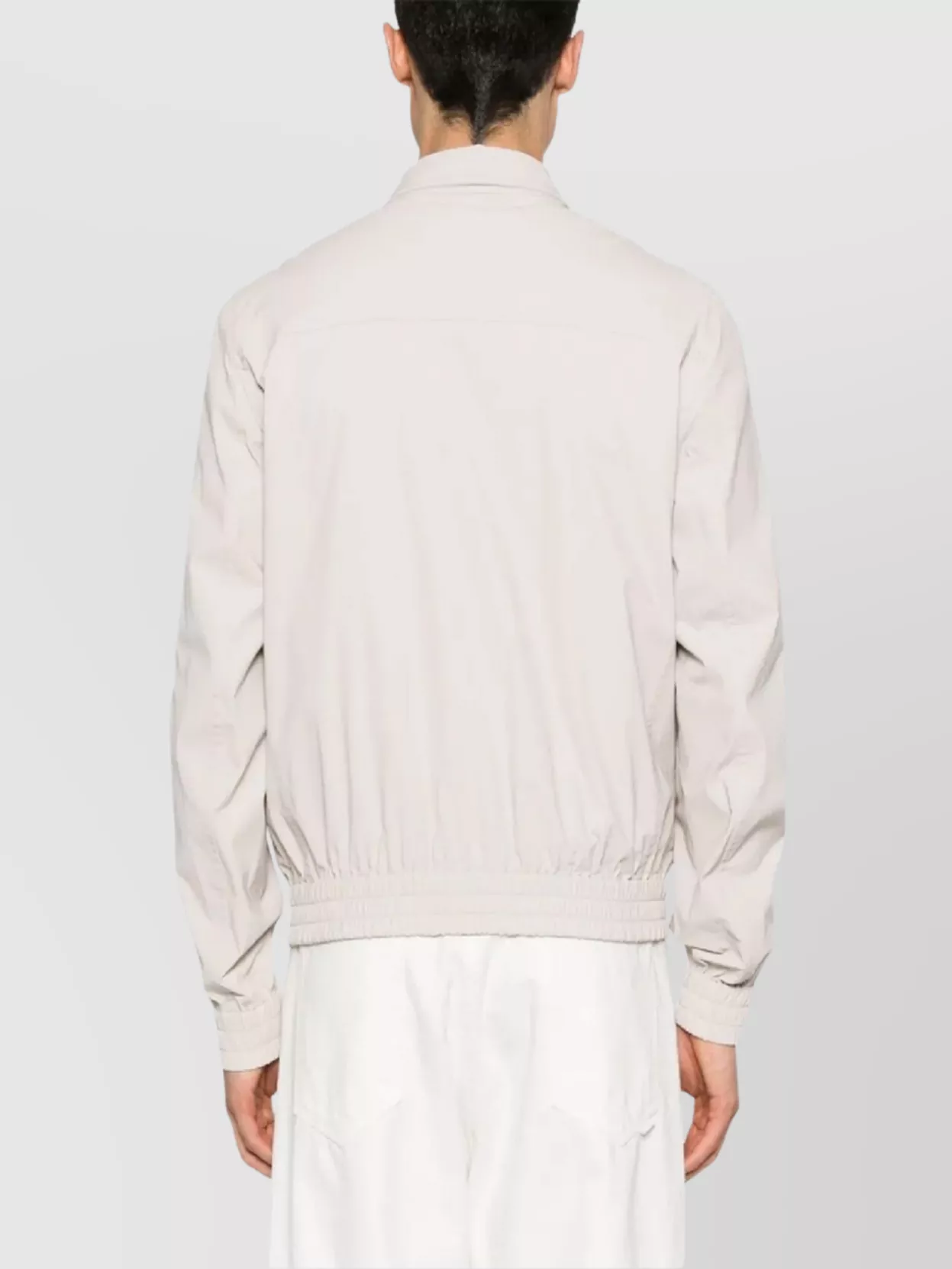 Brunello Cucinelli Collared Jacket With Elasticated Cuffs And Hem In Neutral