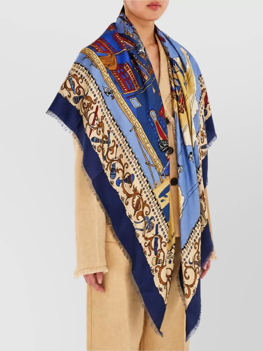 Ferragamo Printed Silk Wool Scarf