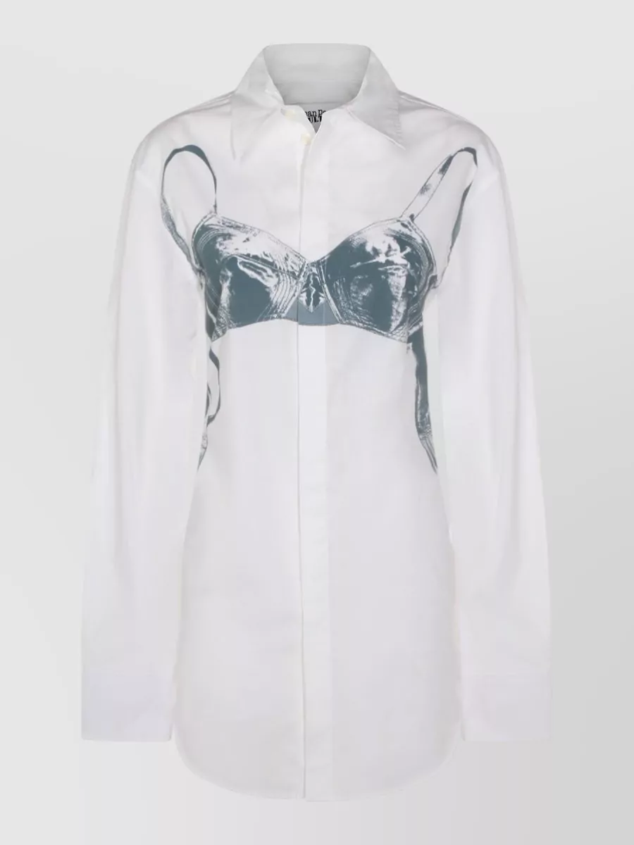Jean Paul Gaultier Skeleton print mesh top | The Fashion Square