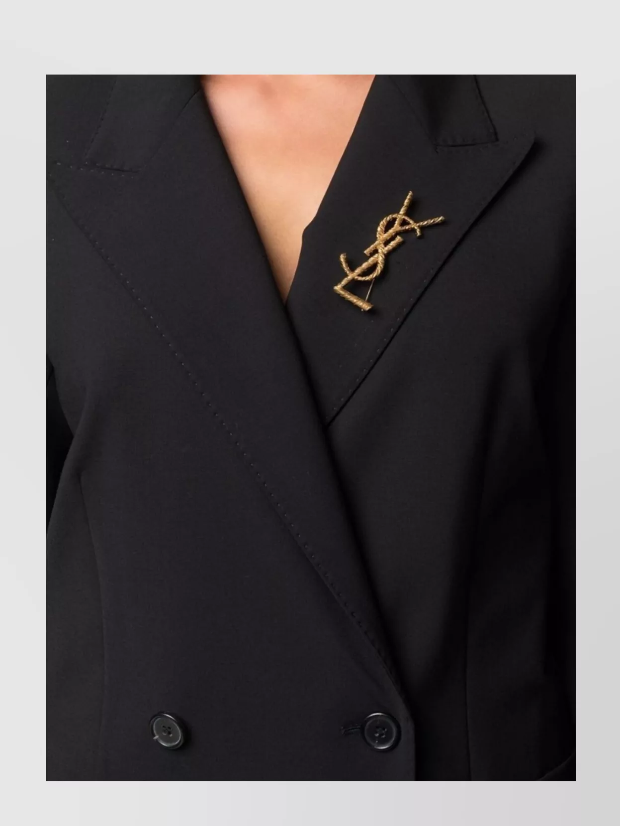 Saint Laurent Cassandre Twisted Stripe Metal Brooch Accessories