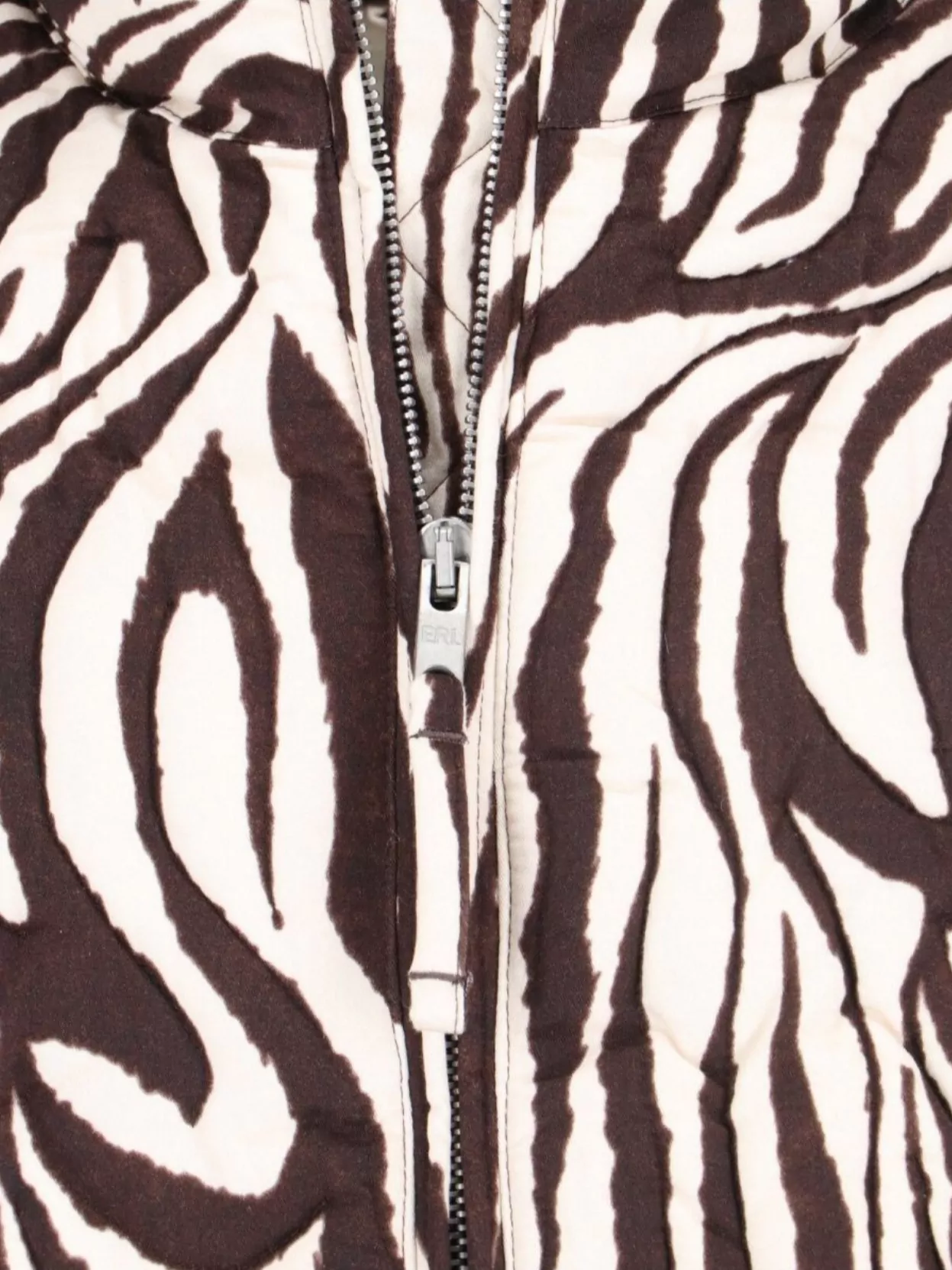 Erl Zebra-print Quilted Cotton Jacket In Brown