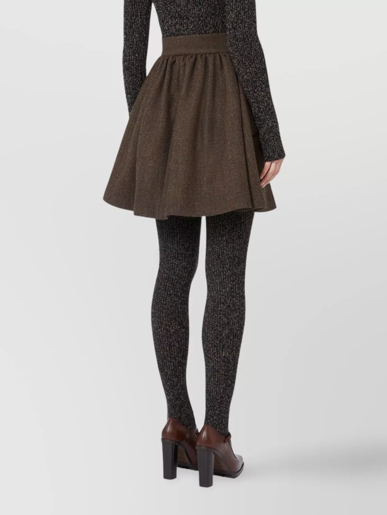 Max Mara A-line High-waisted Flared Wool Skirt In Brown