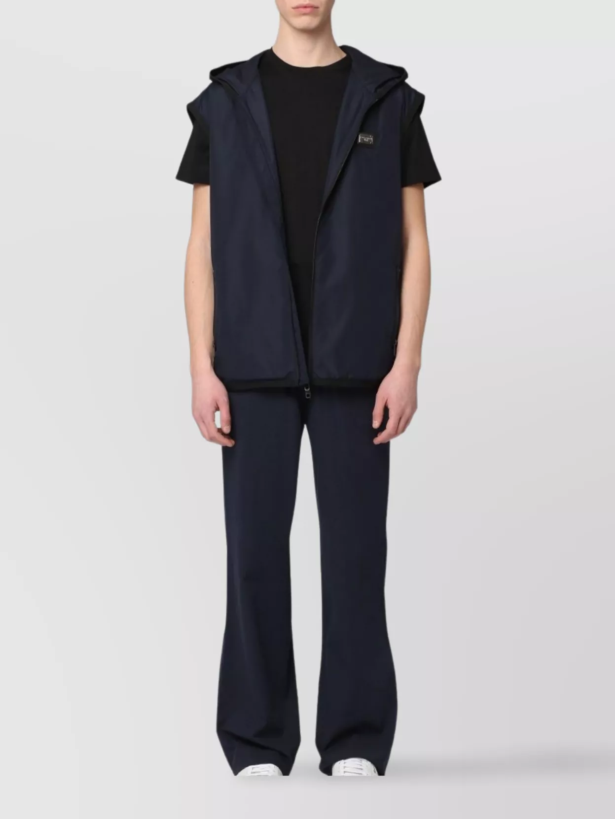 Dolce & Gabbana Zippered Hooded Sporty Vest In Blue
