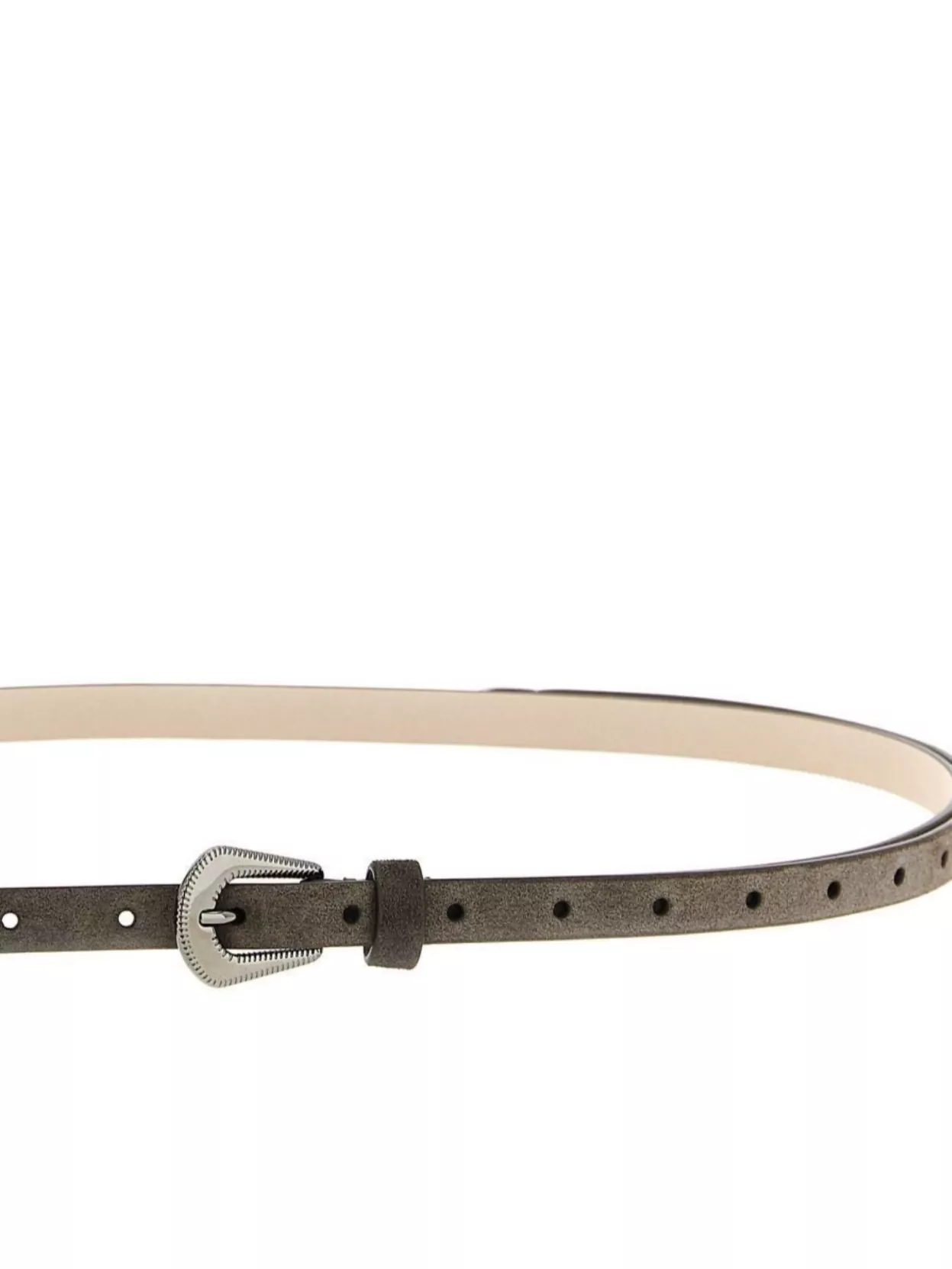 Brunello Cucinelli Slim Suede Belt Featuring Multiple Holes