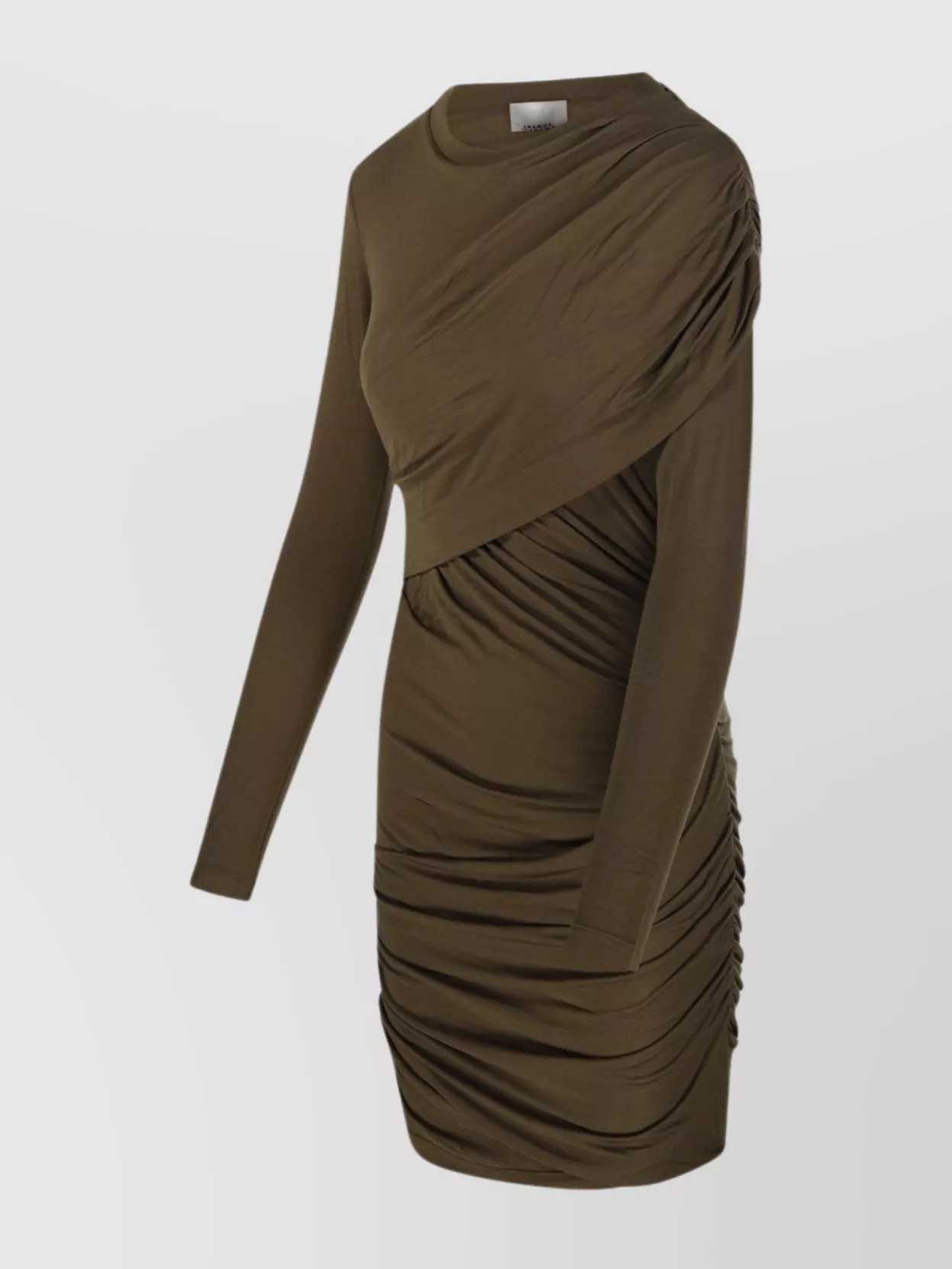 Isabel Marant Etoile Draped Long Sleeve Dress With Asymmetric Neckline
