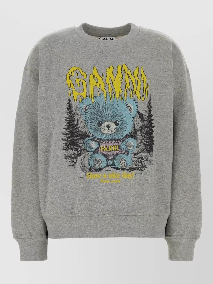 Ganni cotton graphic sweatshirt