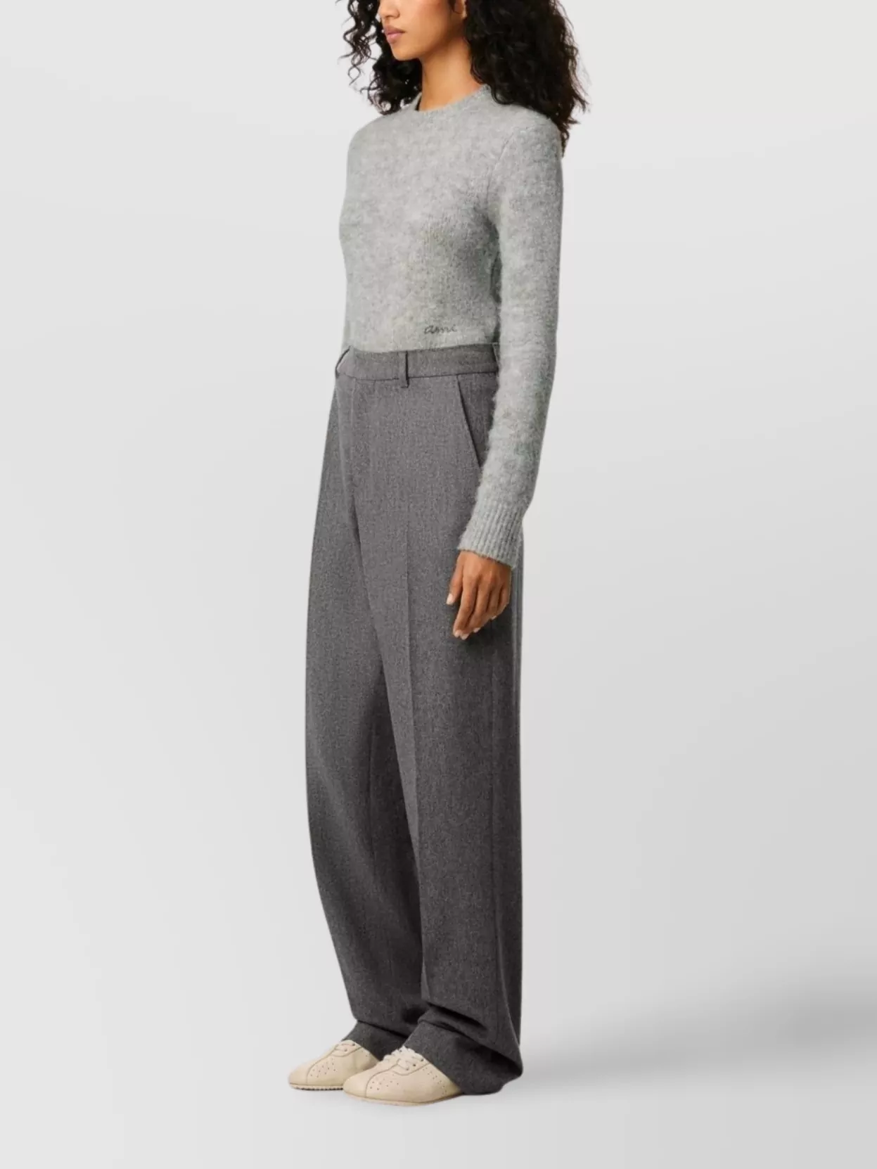 Ami Paris Tailored Wool Trousers Featuring Pleated Front