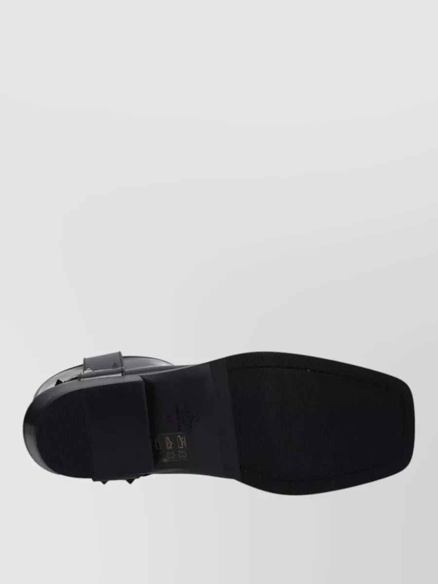 Valentino Garavani Leather Studded Mid-Calf Boots