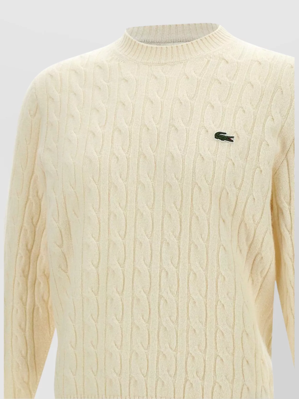 Lacoste Cable Knit Crew Neck Wool Sweater