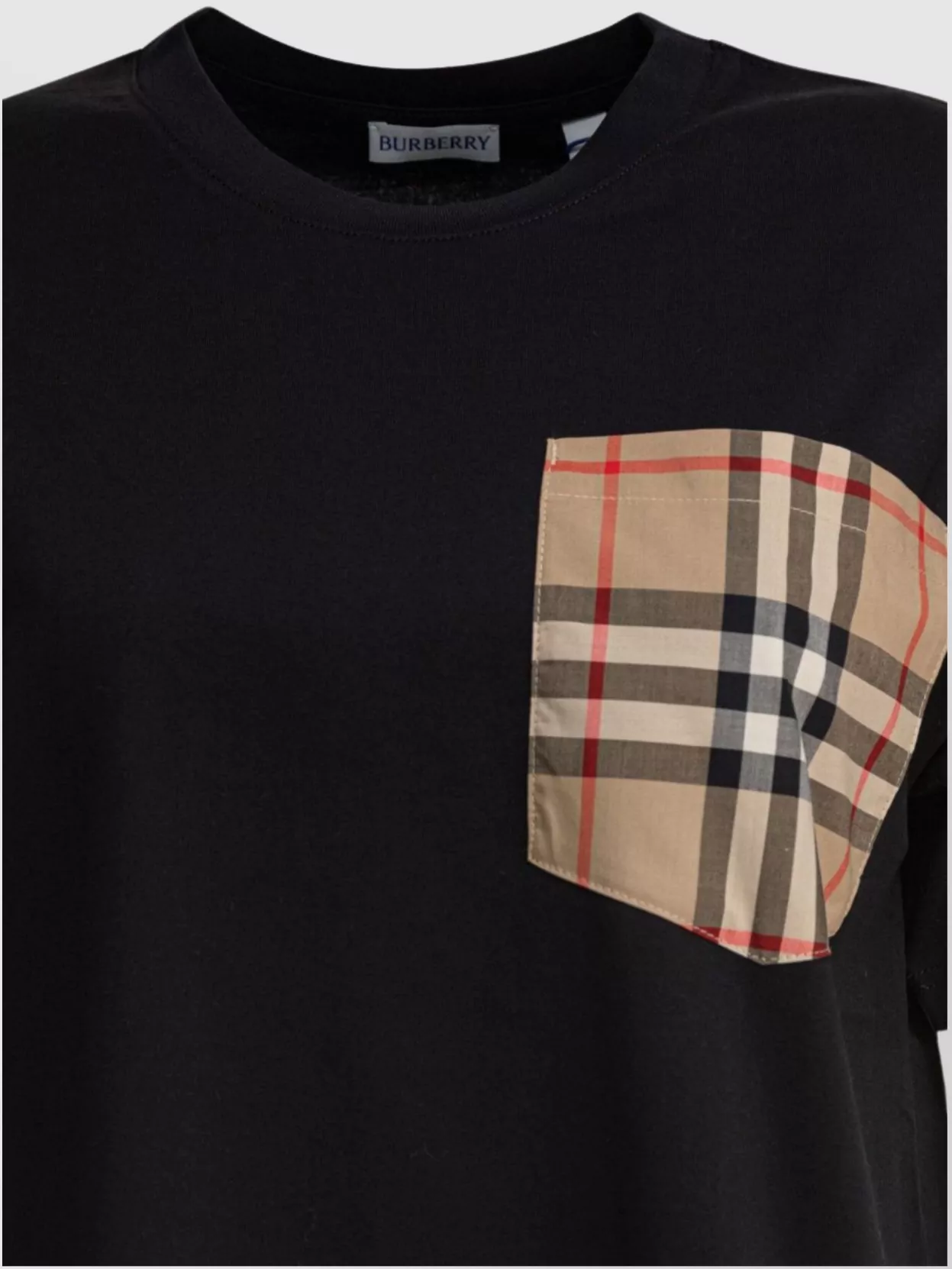 Burberry Short Sleeve Checked Crew Neck T-shirt With Chest Pocket