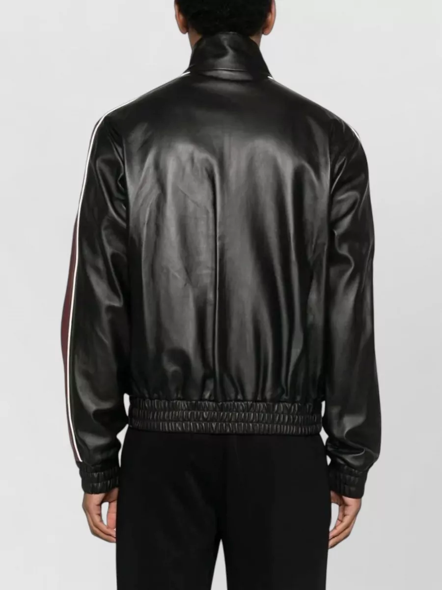 Casablanca Leather Striped Zip-Up Jacket