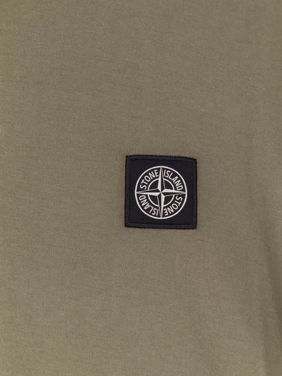 Stone Island Cotton Logo Patch Crew Neck T-Shirt