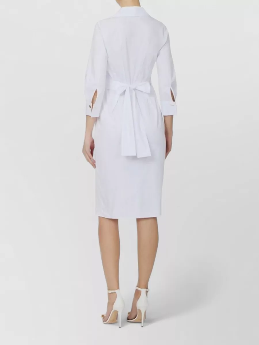 Elisabetta Franchi Stretch Cotton Wrap Knee-Length Dress